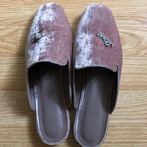 Joie pink velvet loafers